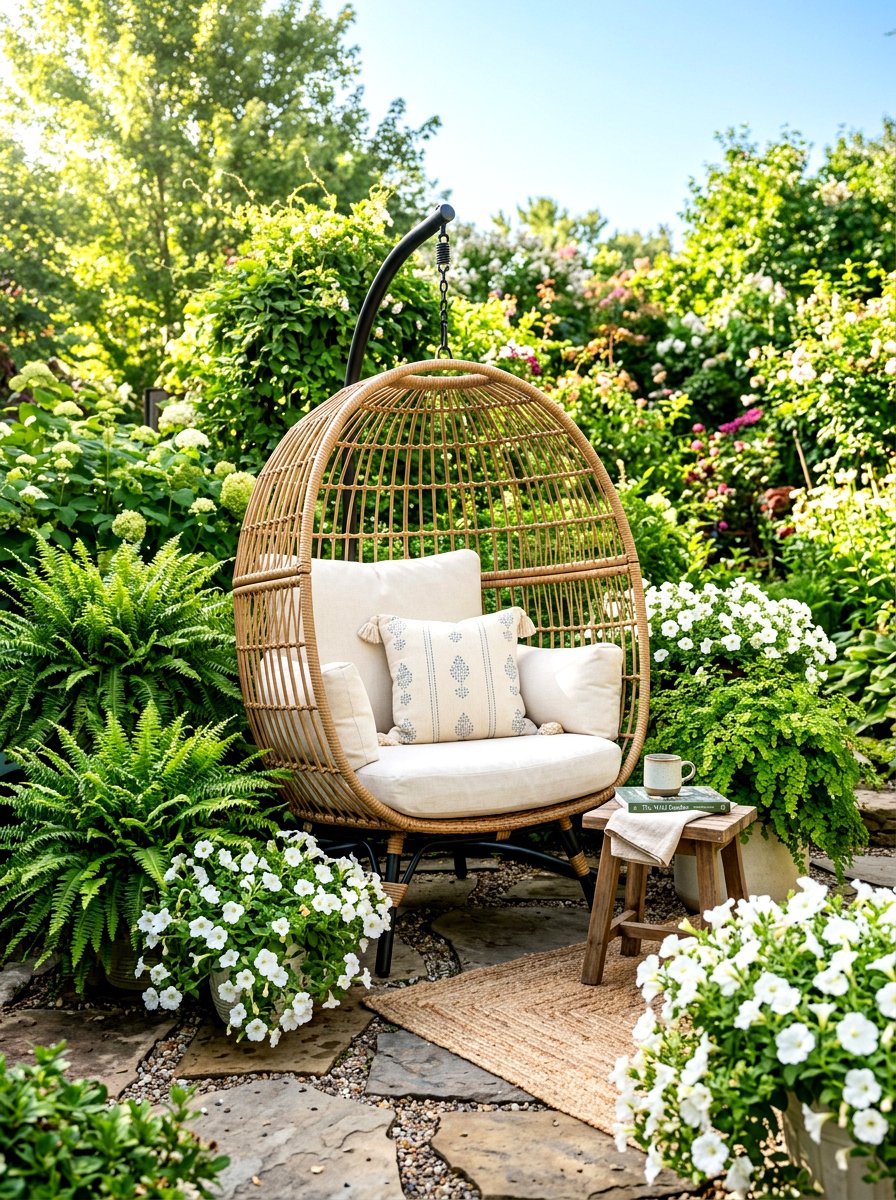 Outdoor egg chair - 30 porch corner decor ideas