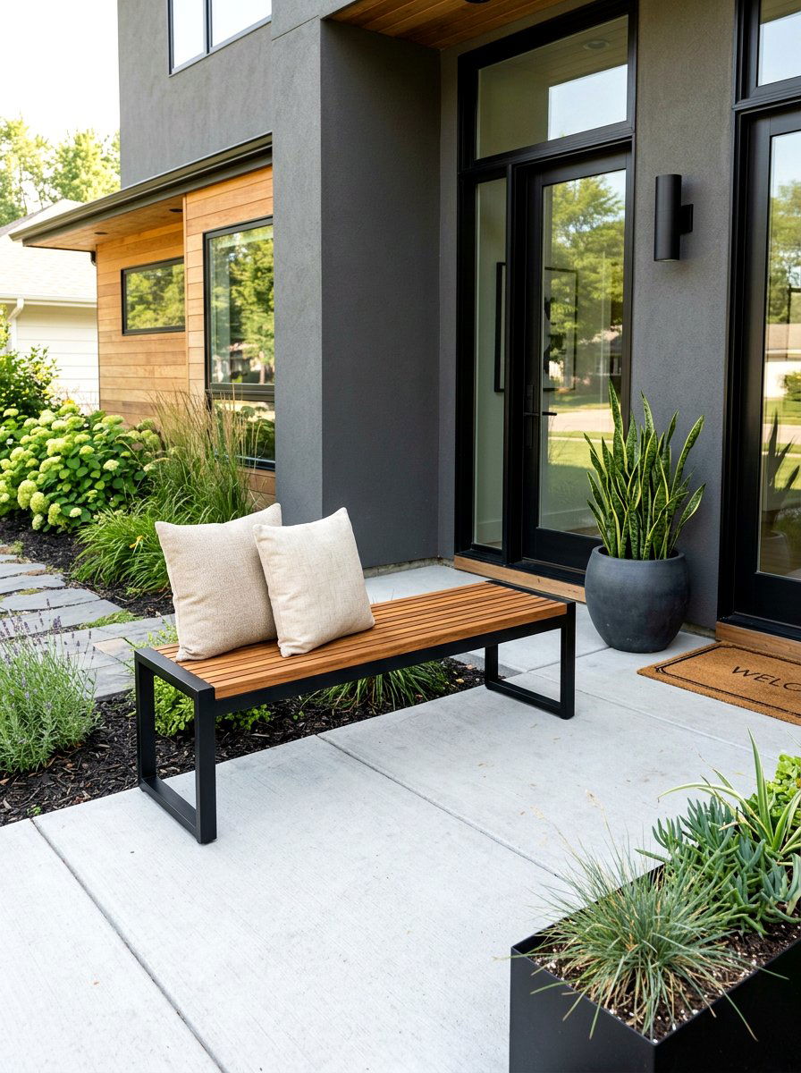 Outdoor entry bench - 30 modern front entry ideas