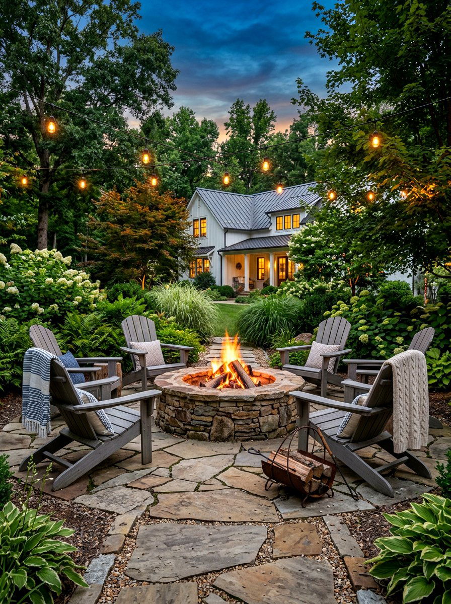 Outdoor fire pit - 30 farmhouse backyard ideas