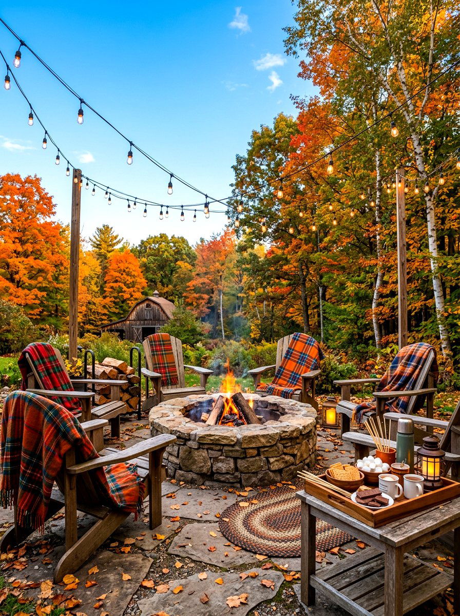 Outdoor fire pit fall - 30 cozy fall home decor ideas
