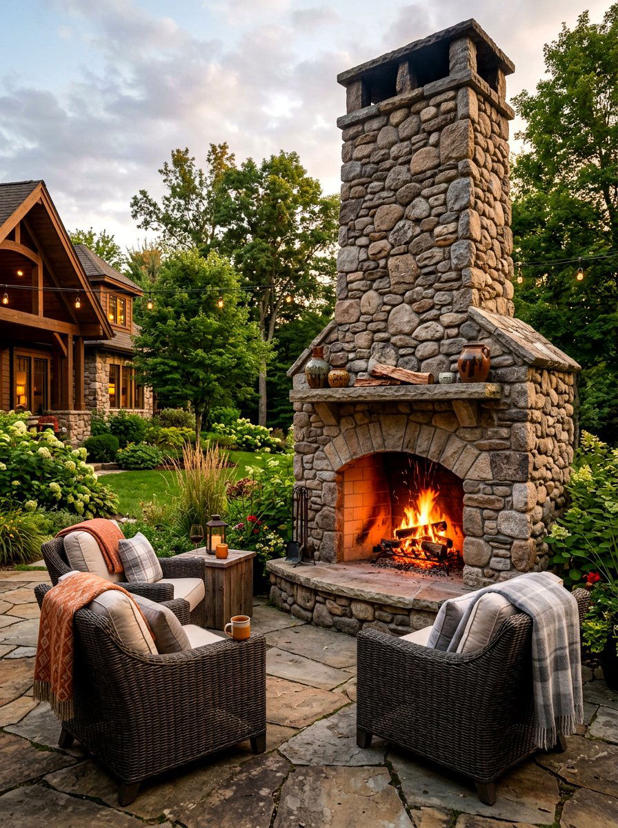 Outdoor fireplace - 30 backyard oasis ideas
