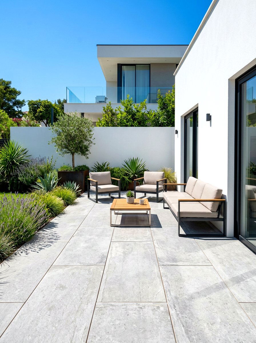 Outdoor floor tiles - 30 tiny courtyard garden ideas