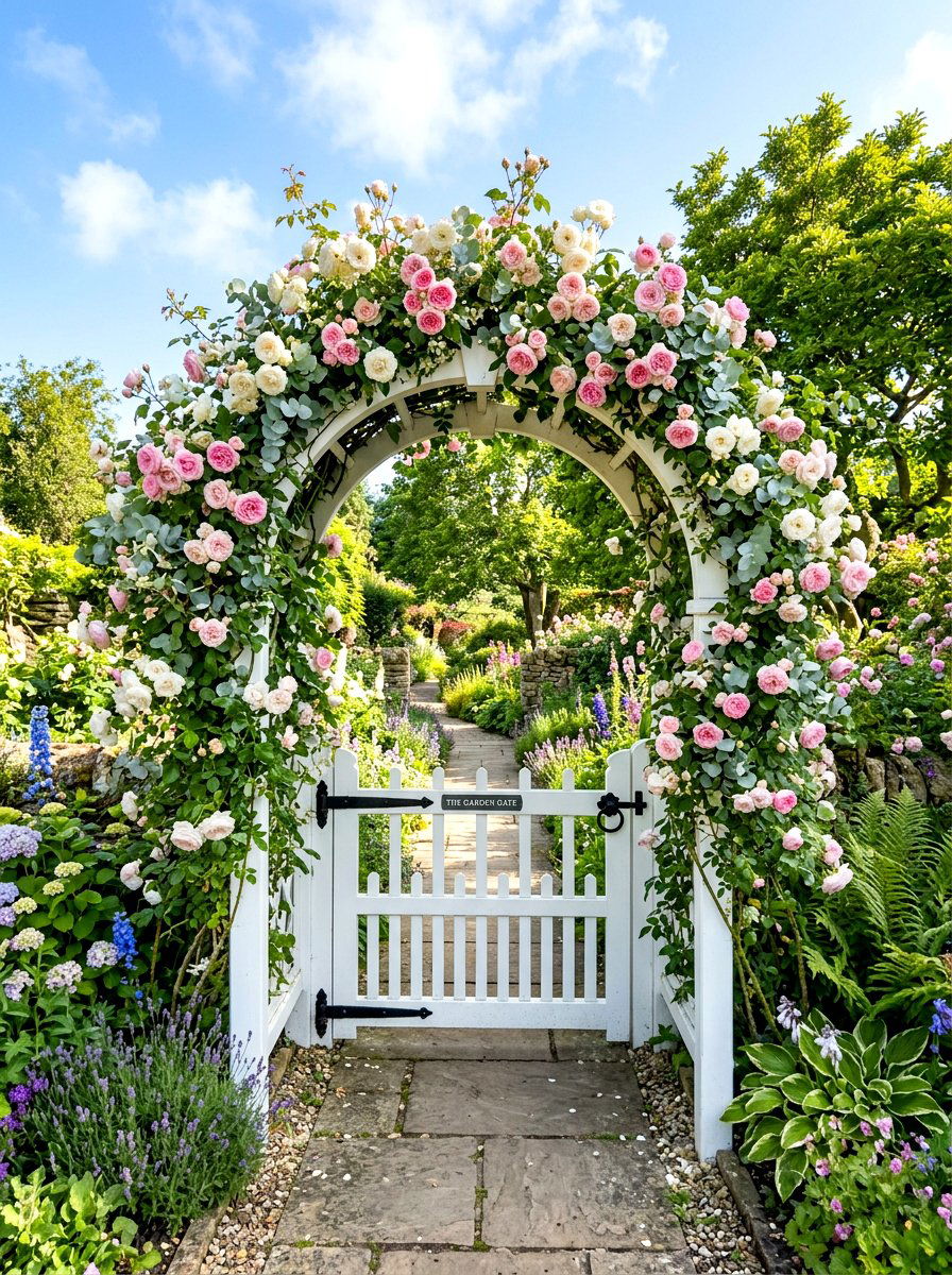 Outdoor floral arch entrance - 30 baby shower backyard decor ideas