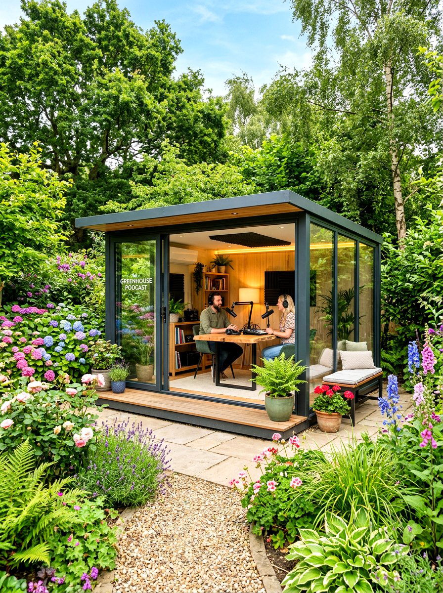 Outdoor garden podcast studio - 30 podcast room ideas