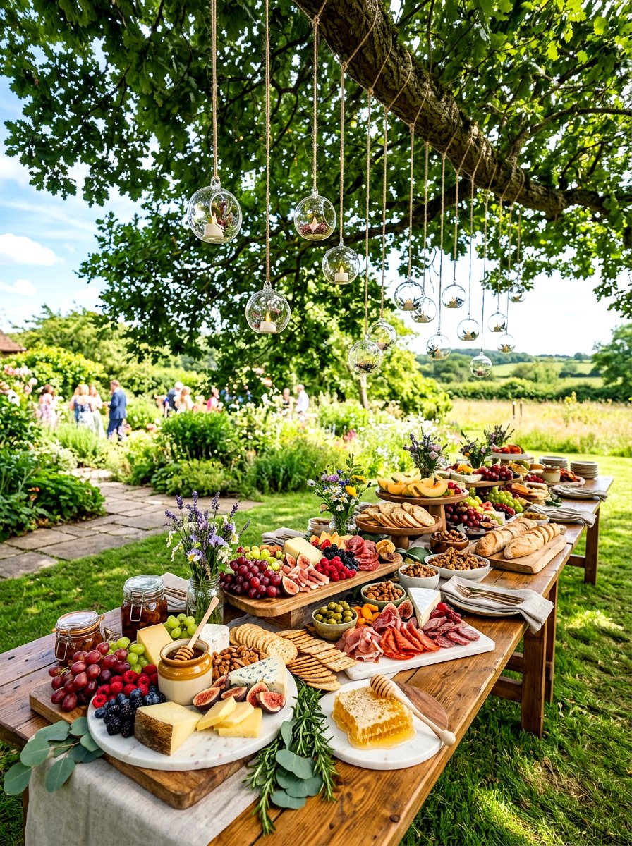 Outdoor grazing table - 30 bridal shower garden party ideas