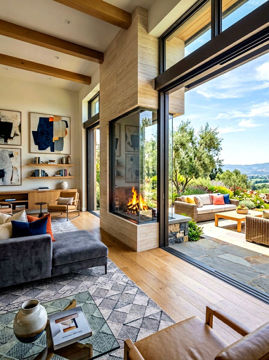 Outdoor indoor fireplace - 30 living room fireplace ideas