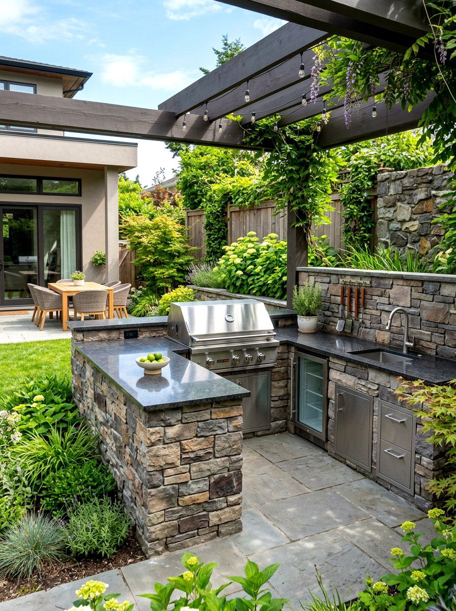 Outdoor kitchen - 30 city backyard garden ideas