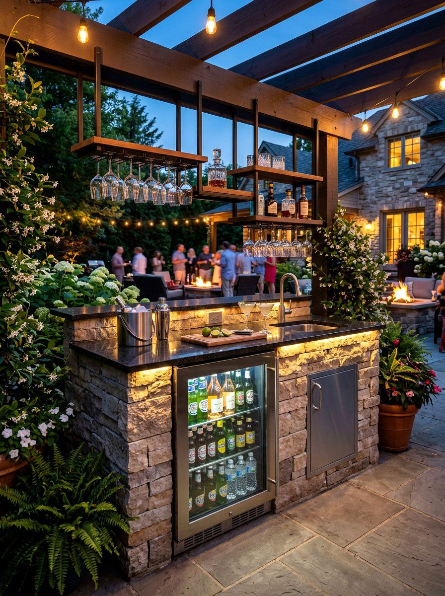 Outdoor kitchen beverage center - 30 alfresco kitchen ideas