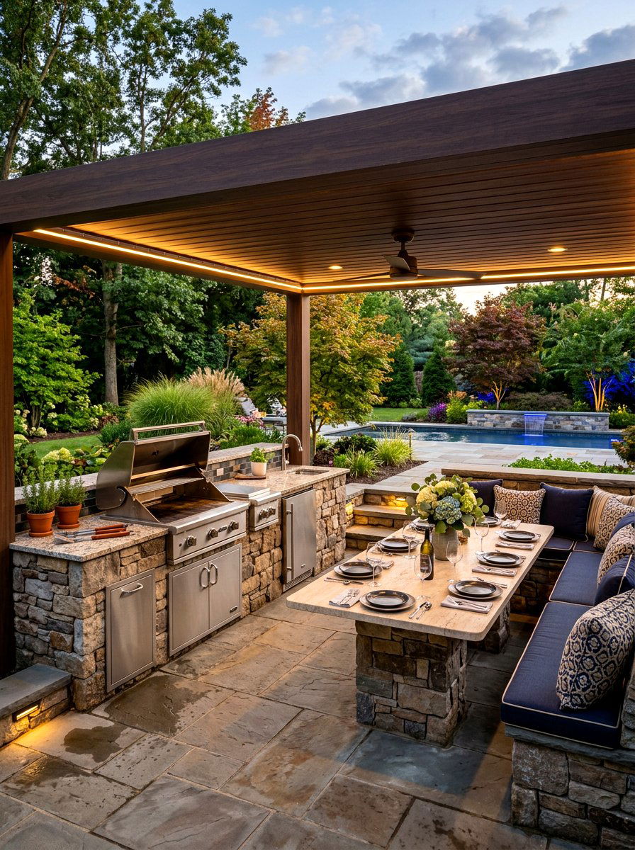 Outdoor kitchen booth - 30 outdoor dining nook ideas