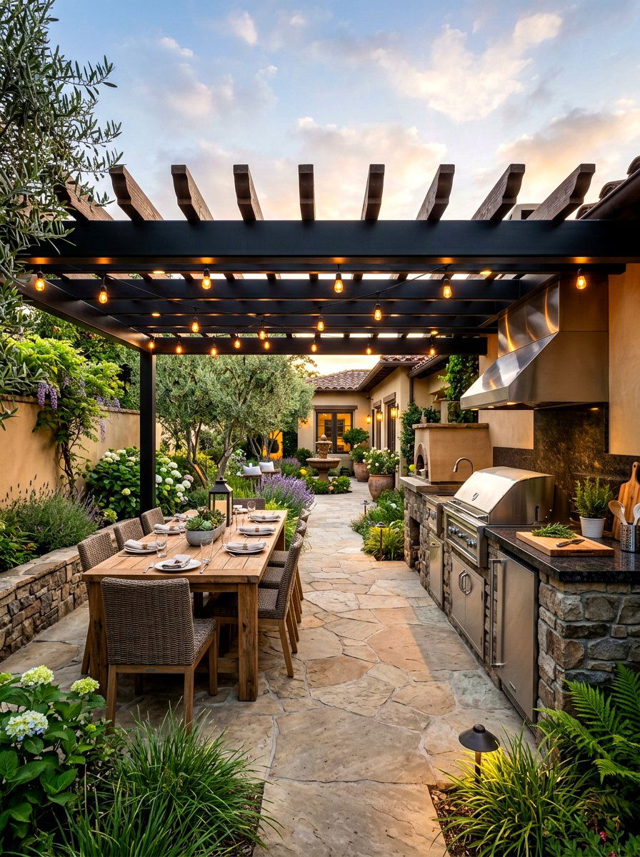 Outdoor kitchen courtyard - 30 enclosed courtyard ideas