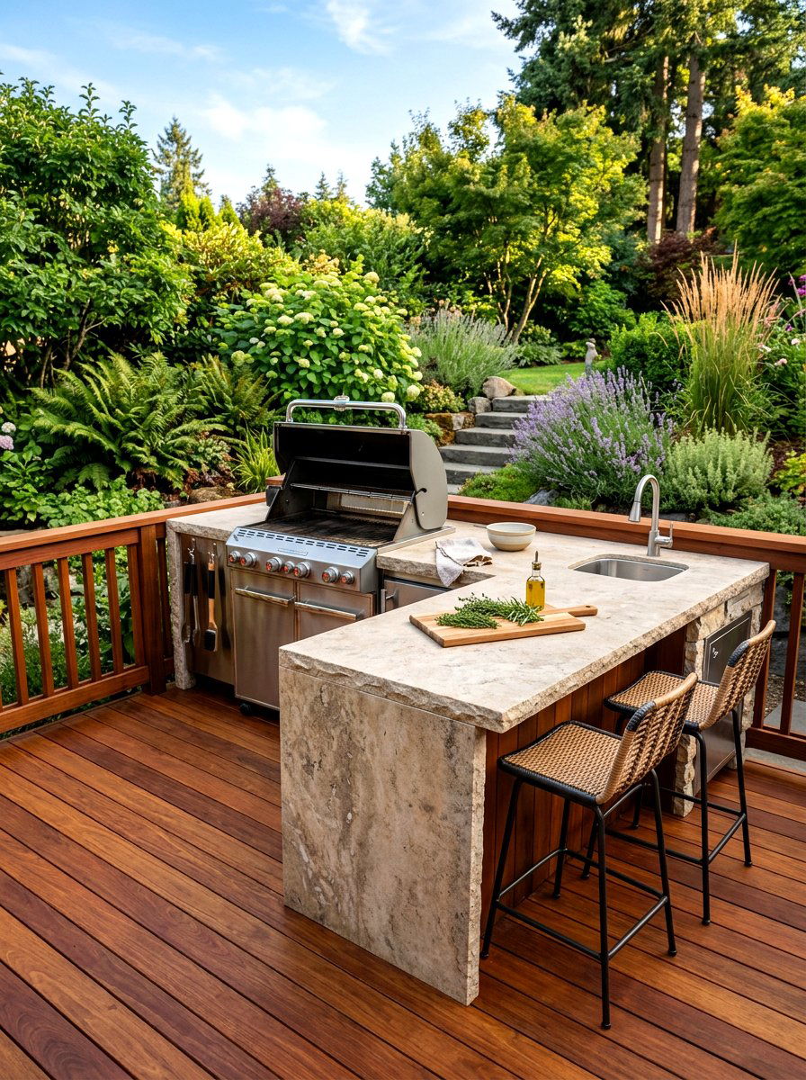 Outdoor kitchen deck - 30 cozy deck ideas