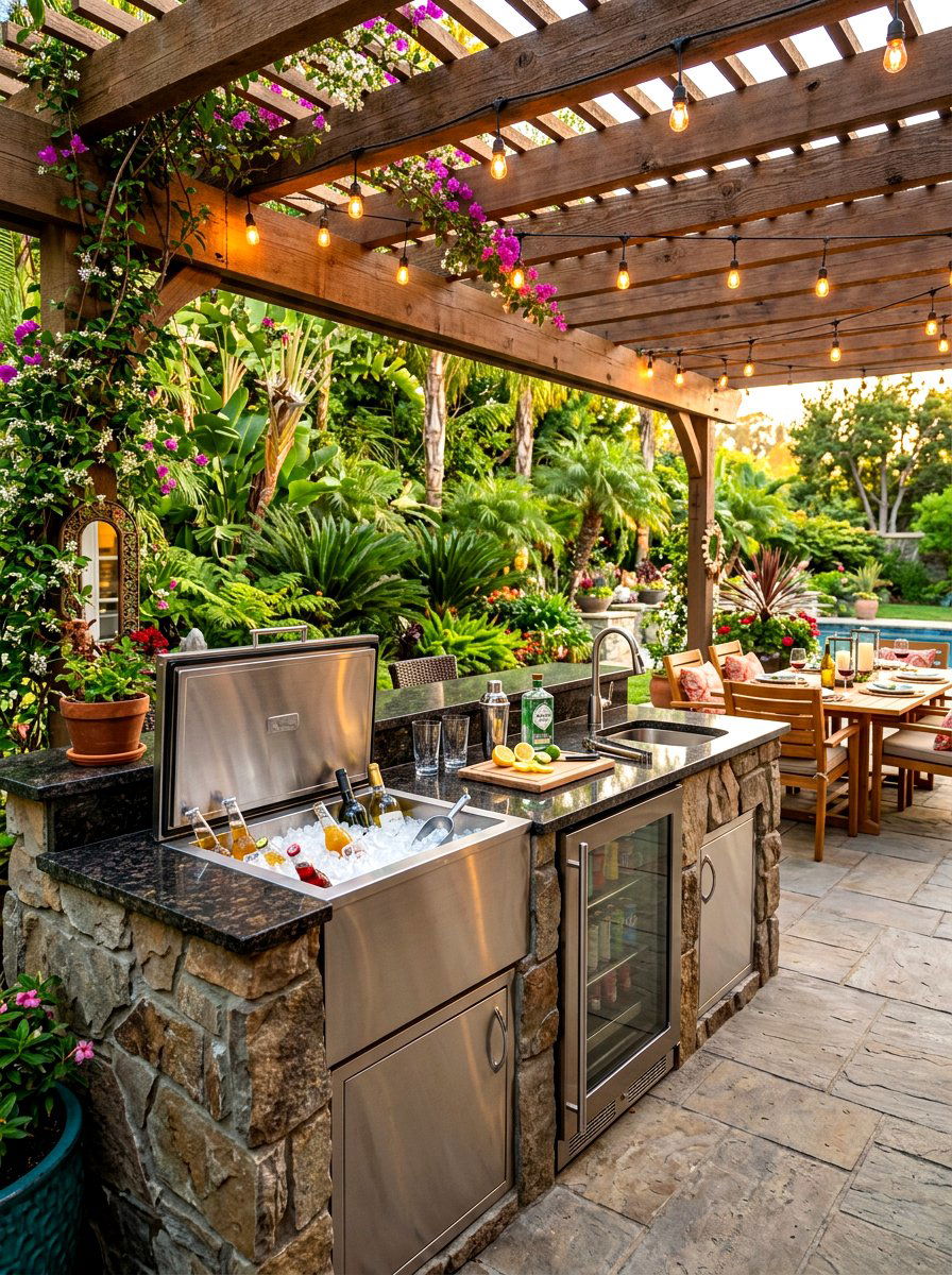 Outdoor kitchen drink center - 30 beverage pantry ideas