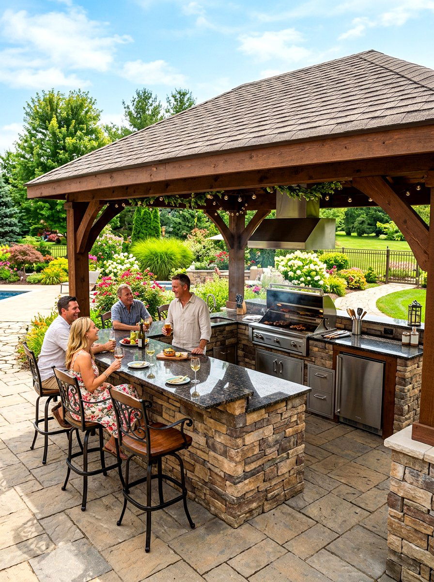 Outdoor kitchen gazebo - 30 garden party gazebo ideas