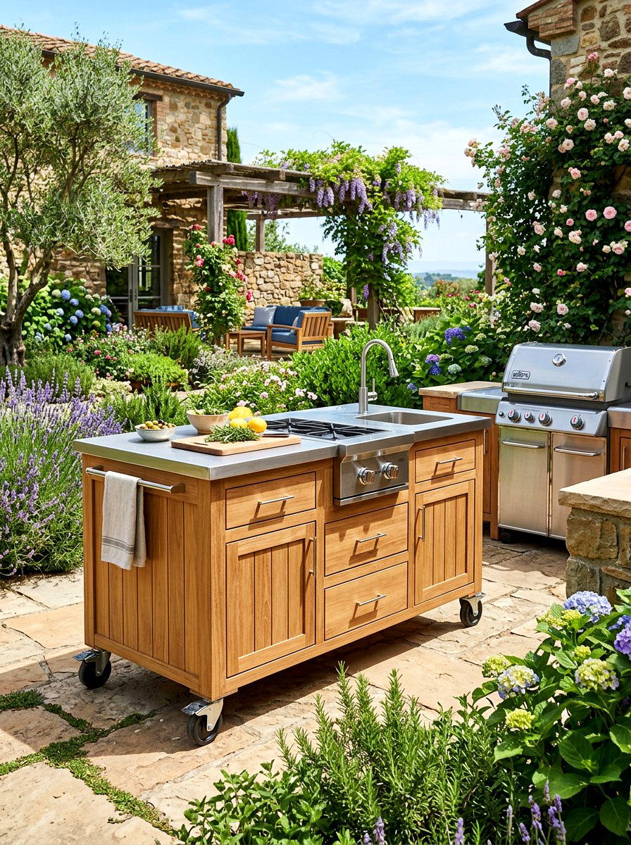 Outdoor kitchen island with casters - 30 movable kitchen island ideas
