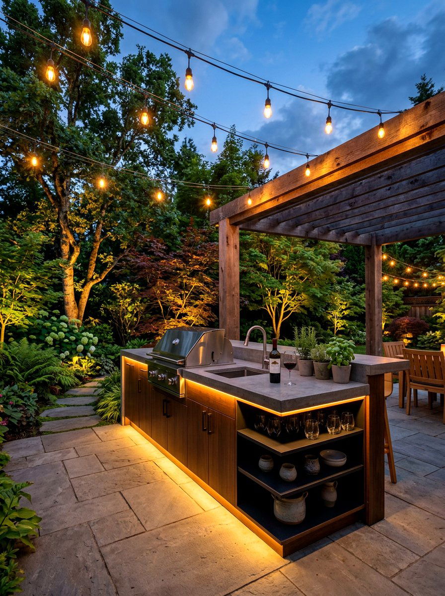 Outdoor kitchen mood lighting - 30 alfresco kitchen ideas