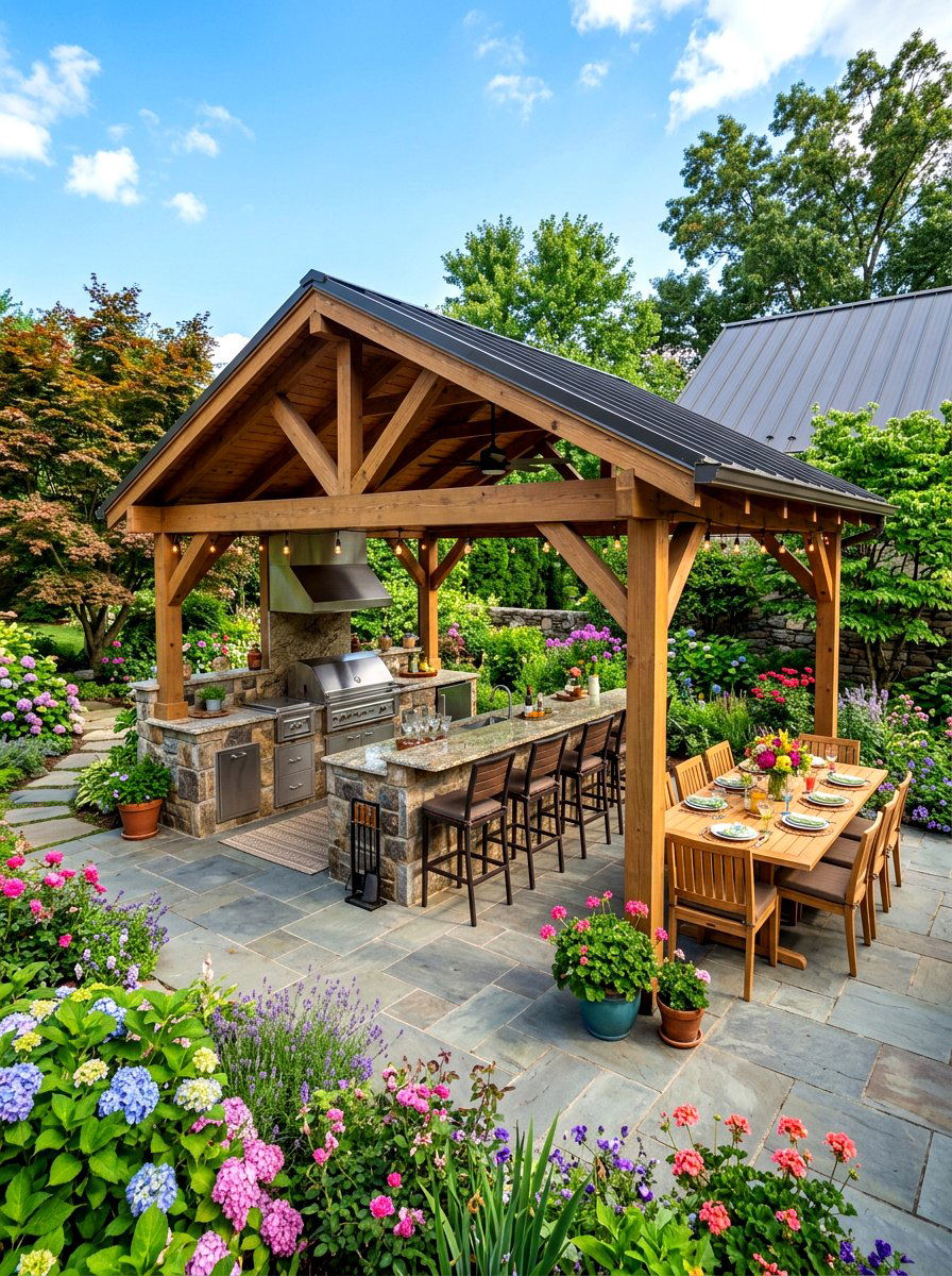 Outdoor kitchen pavilion - 30 open air pavilion ideas