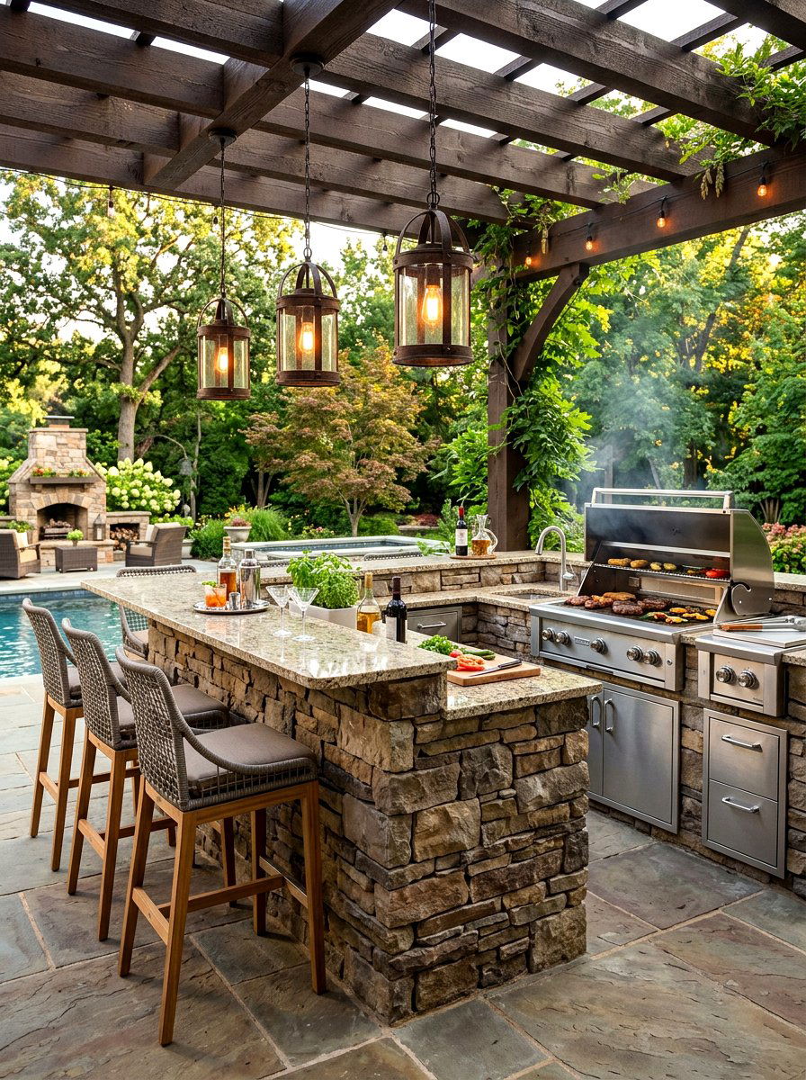Outdoor kitchen pendants - 30 garden lighting ideas