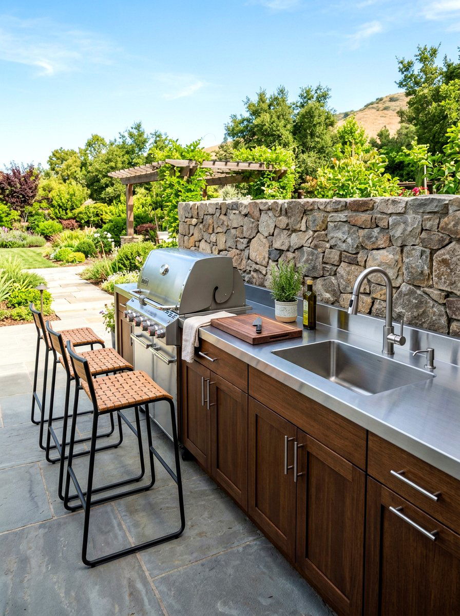 Outdoor kitchen prep station - 30 long narrow backyard ideas