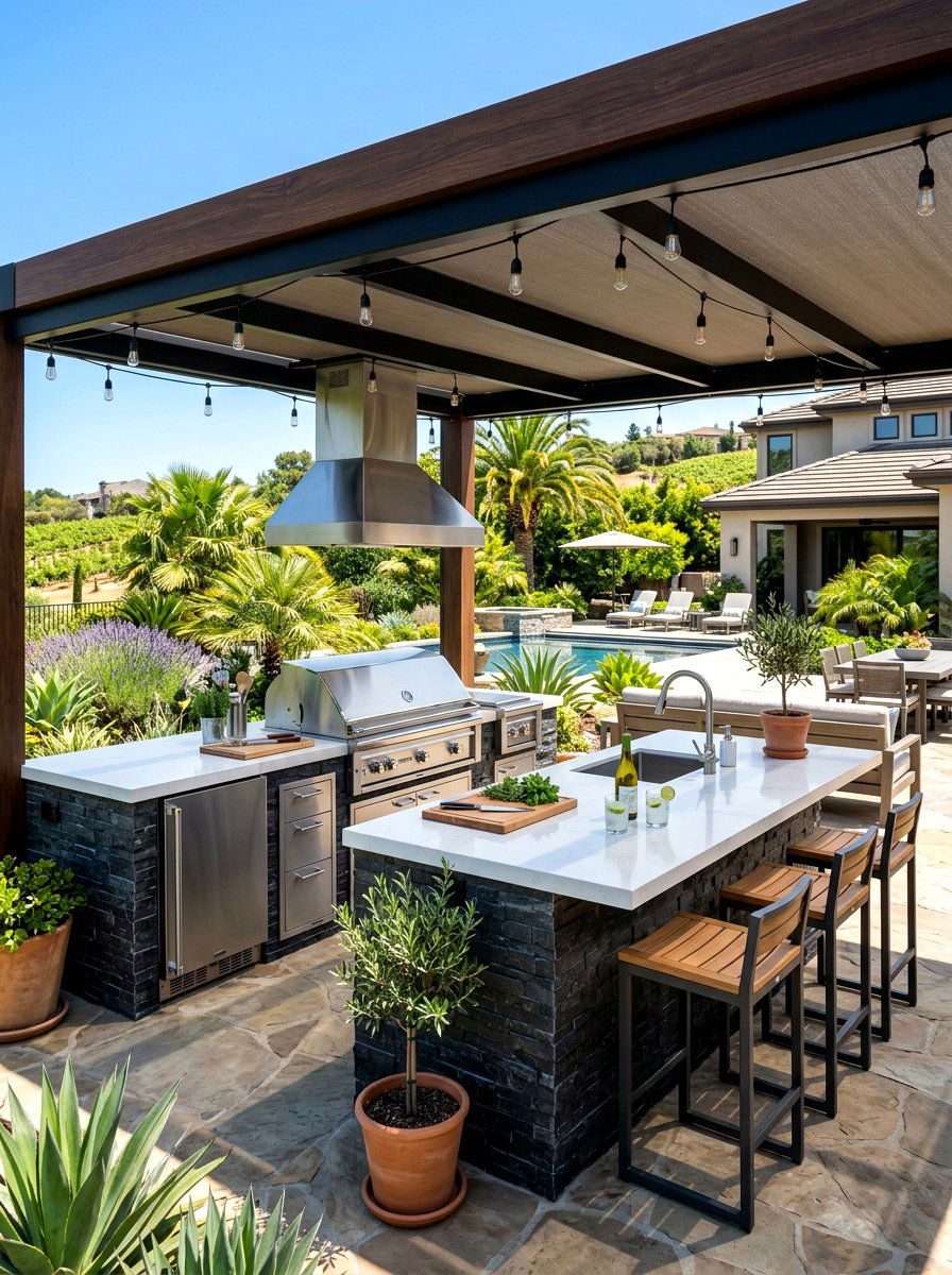 Outdoor kitchen station - 30 modern garden ideas