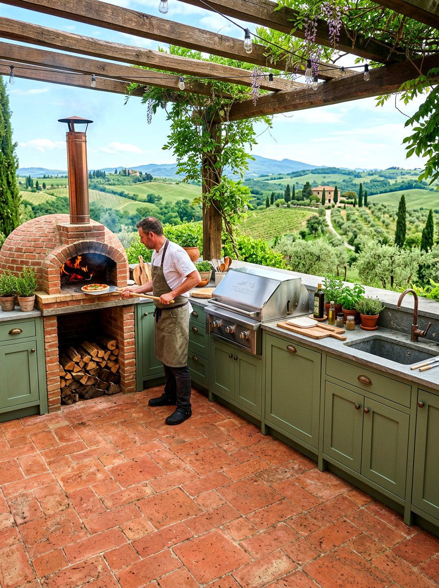 Outdoor kitchen terracotta floor - 30 terracotta patio ideas