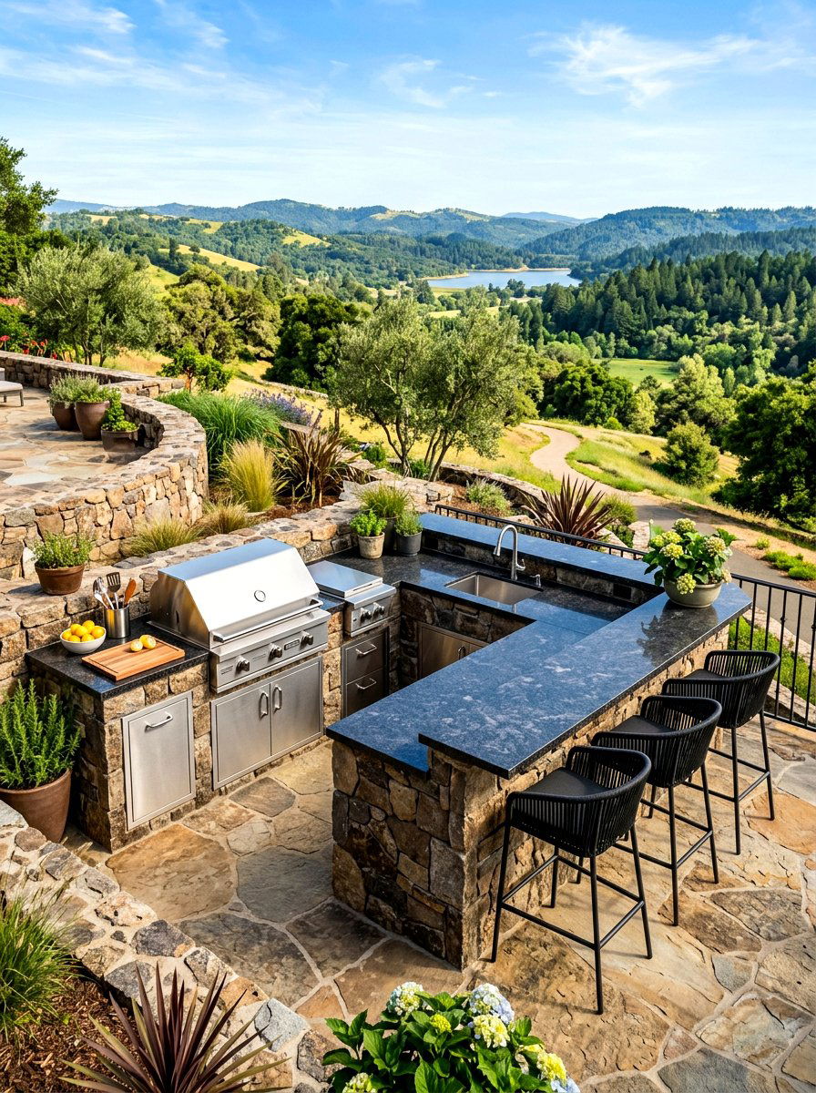 Outdoor kitchen tier - 30 split level backyard ideas