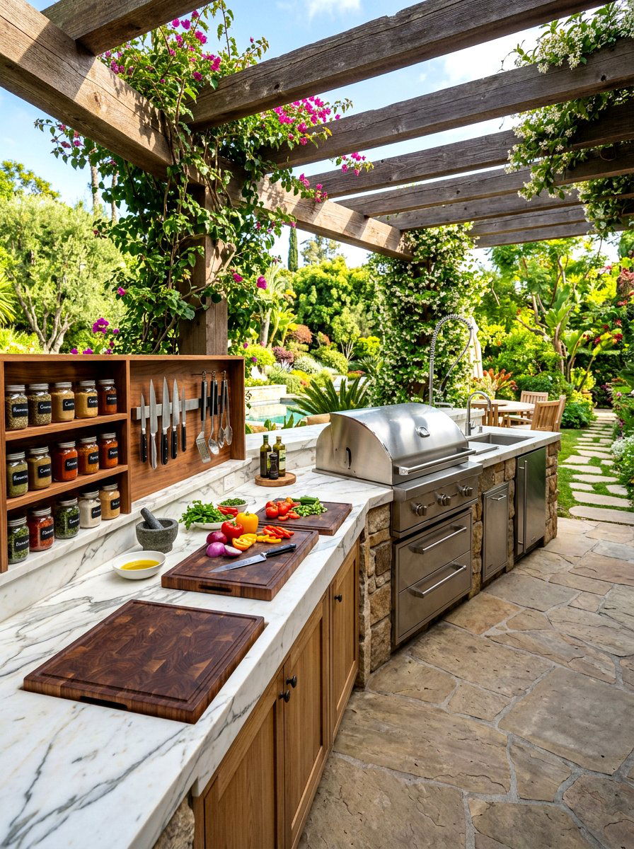 Outdoor kitchen with prep space - 30 patio cooking area ideas