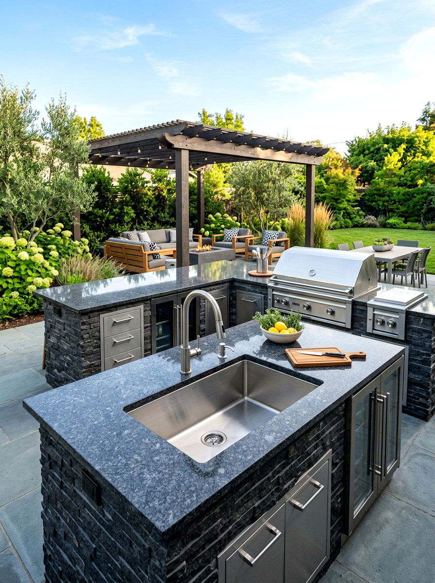 Outdoor kitchen with sink - 30 patio cooking area ideas