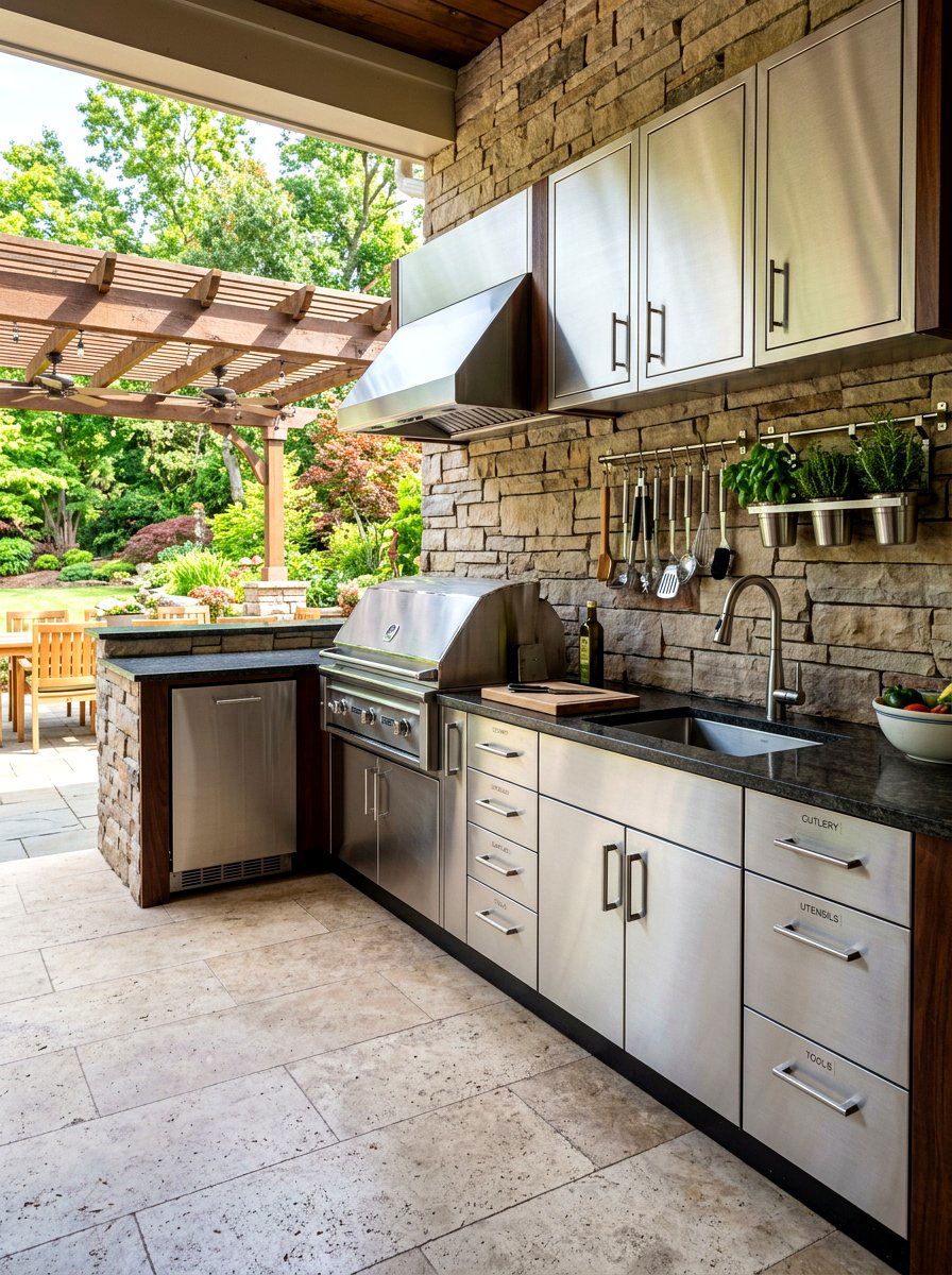 Outdoor kitchen with storage - 30 patio cooking area ideas