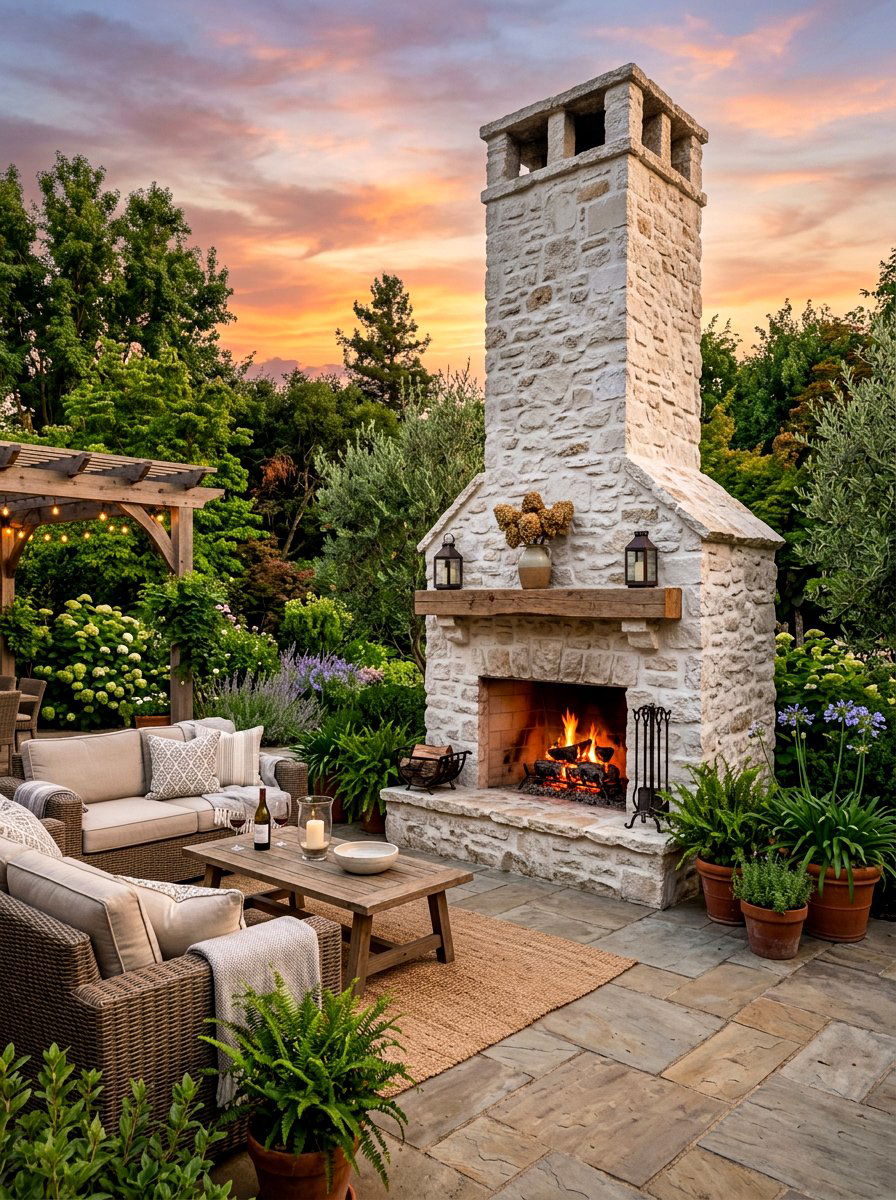 Outdoor limewash fireplace - 30 limewash fireplace ideas