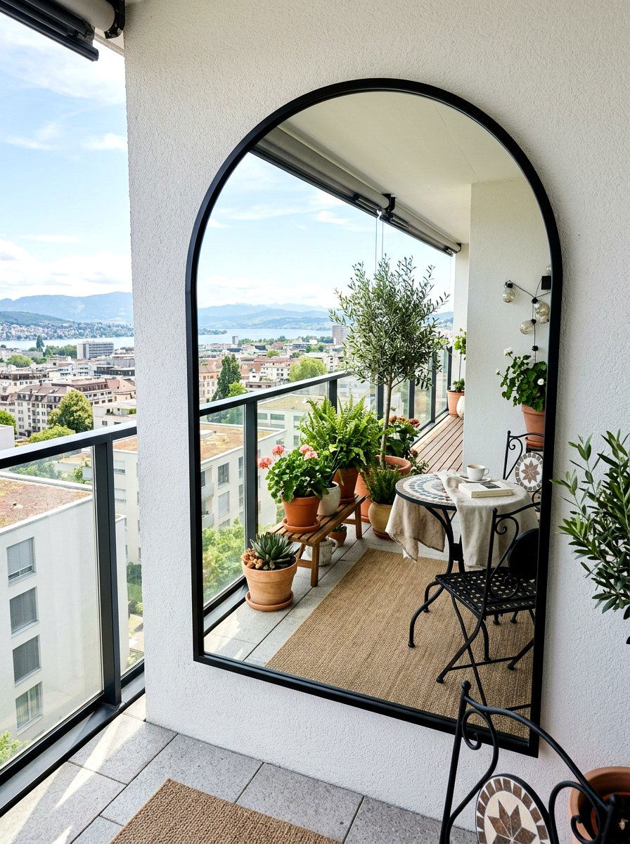 Outdoor mirror wall - 30 apartment deck ideas