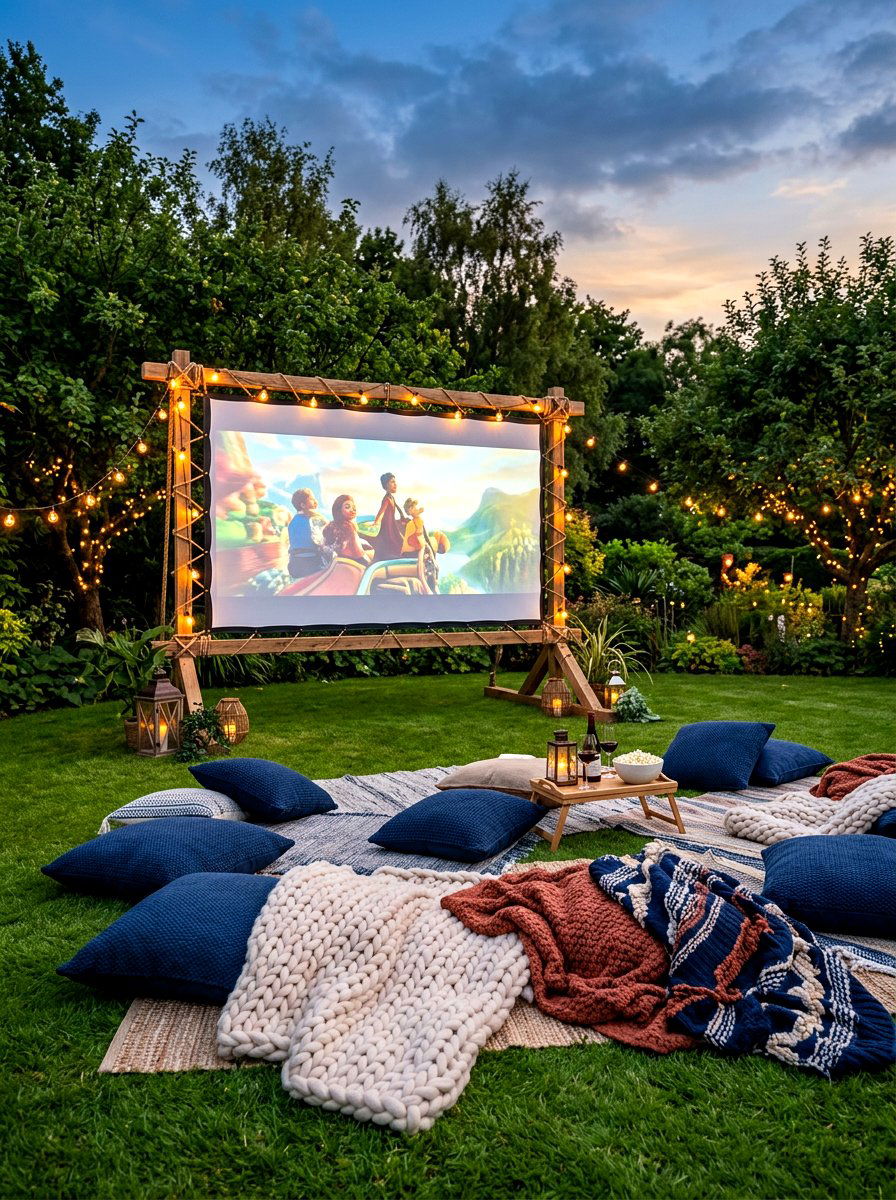 Outdoor movie screen - 30 summer hosting home ideas