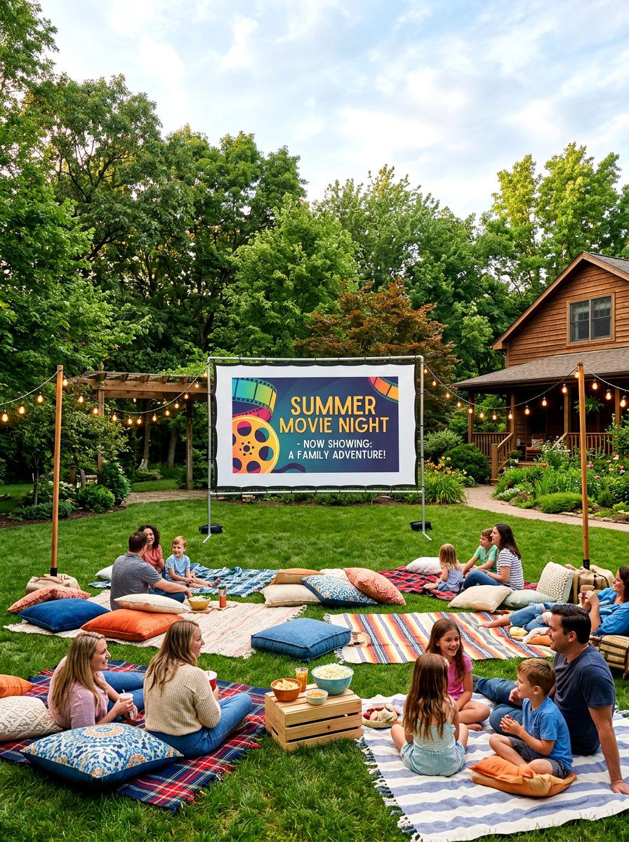 Outdoor movie screen - 30 backyard oasis ideas