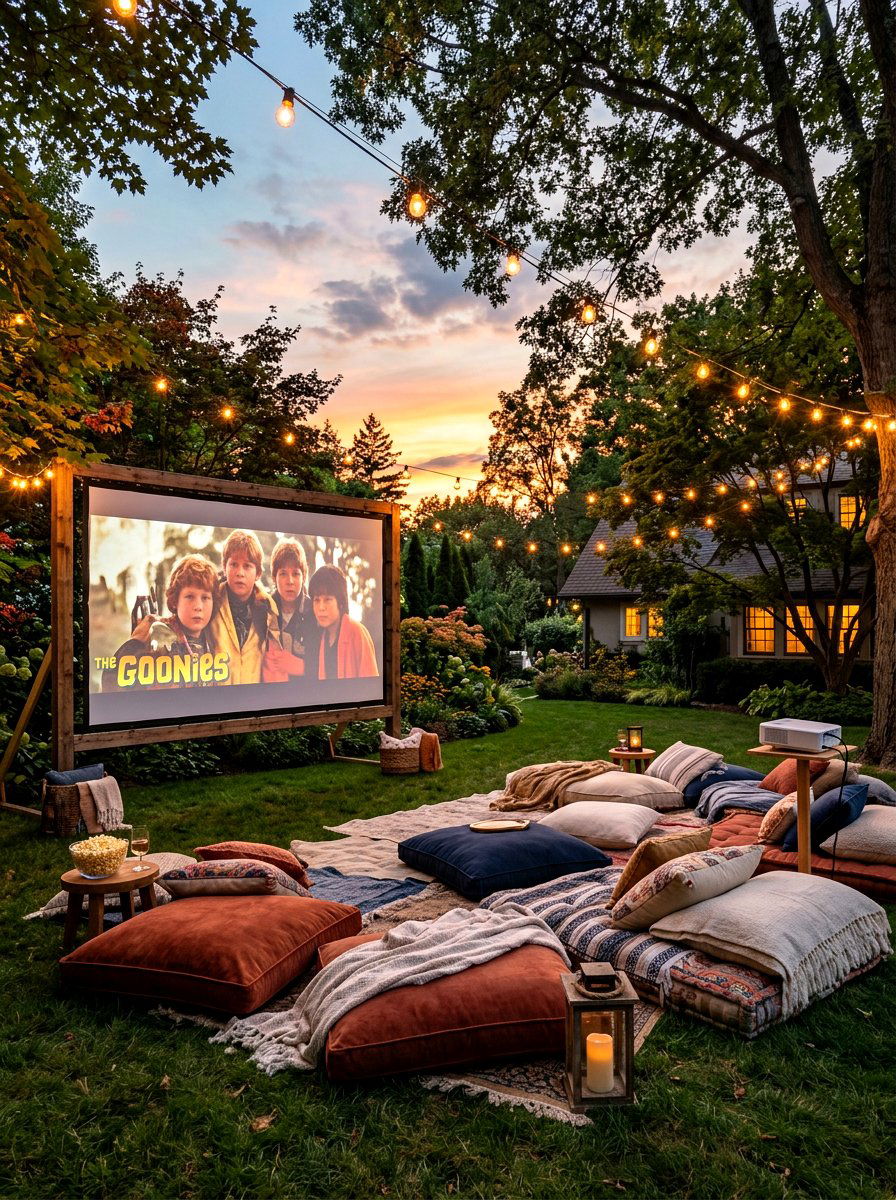 Outdoor movie theater - 30 villa backyard ideas