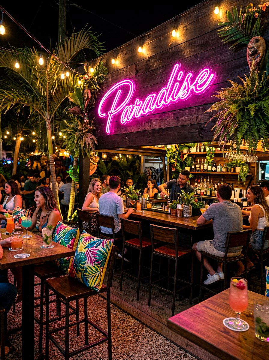 Outdoor neon sign art - 30 outdoor wall art ideas
