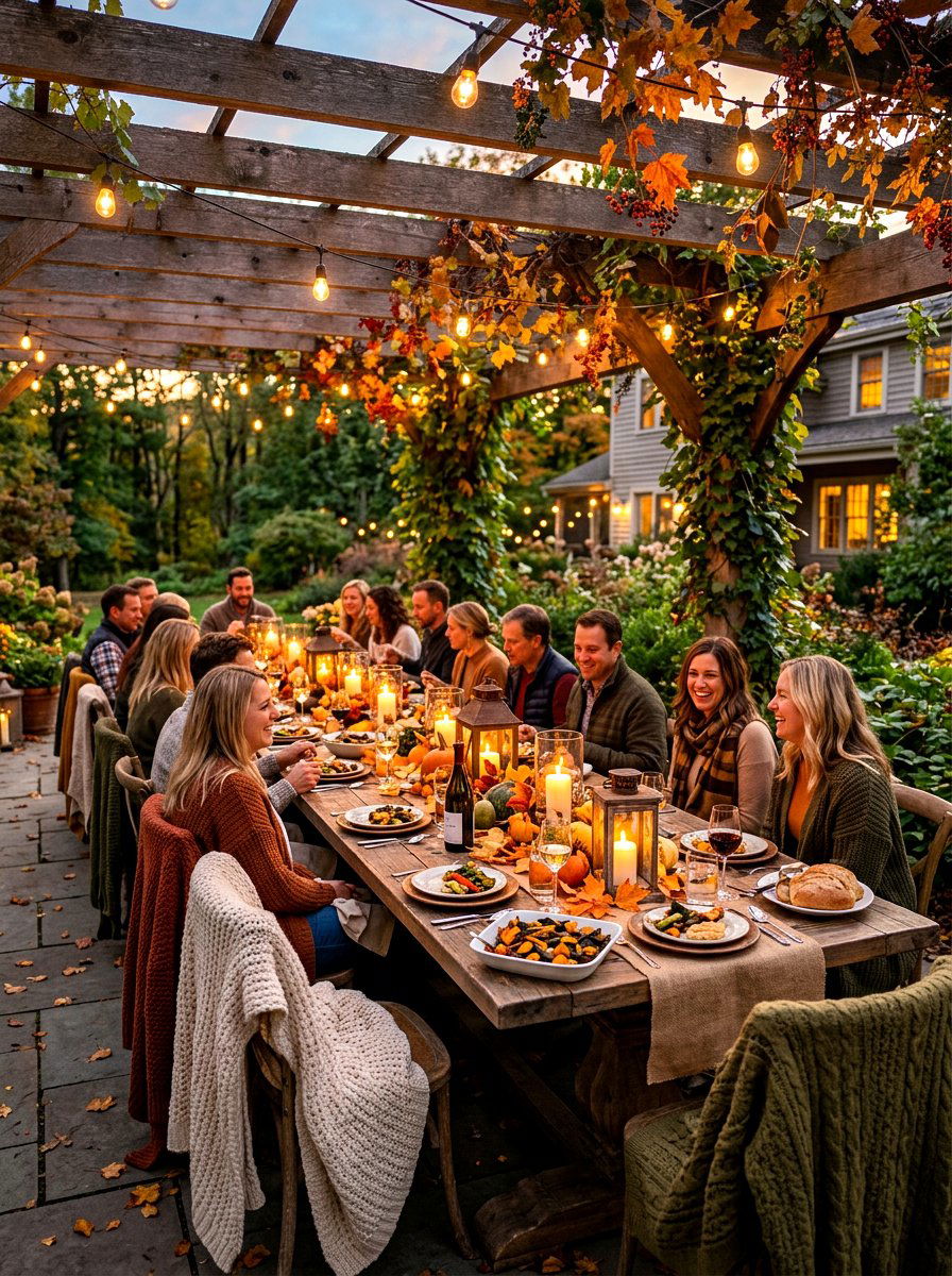 Outdoor patio harvest dinner - 30 fall dinner party home ideas