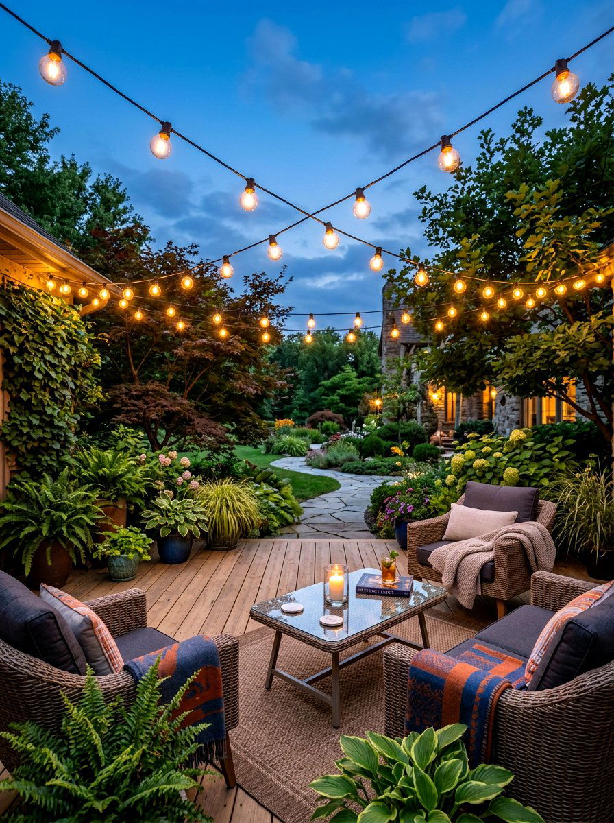Outdoor patio lighting - 30 string light ideas