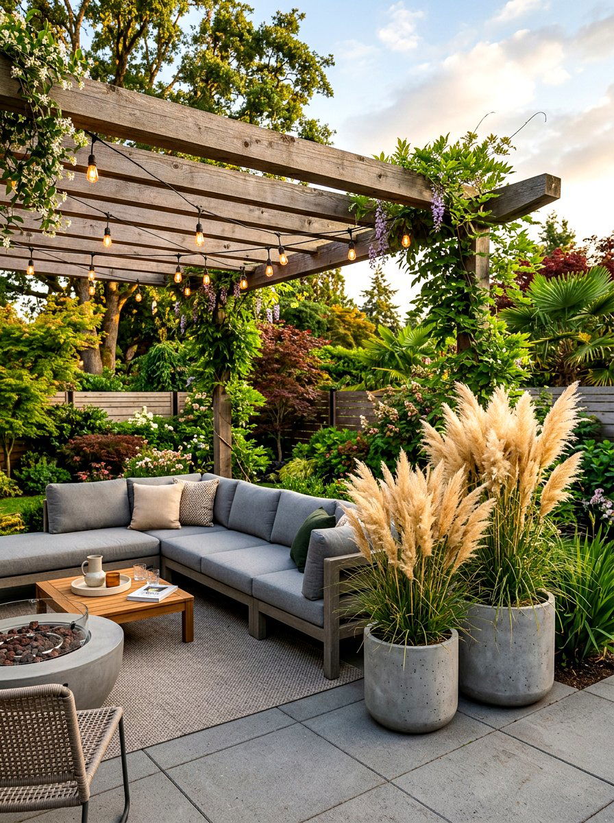 Outdoor patio pampas grass planters - 30 pampas grass decor ideas