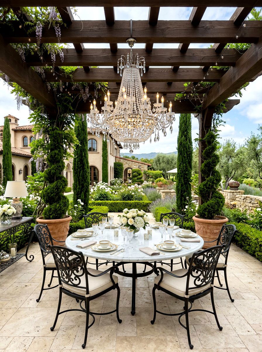 Outdoor pergola chandelier - 30 pergola lighting ideas