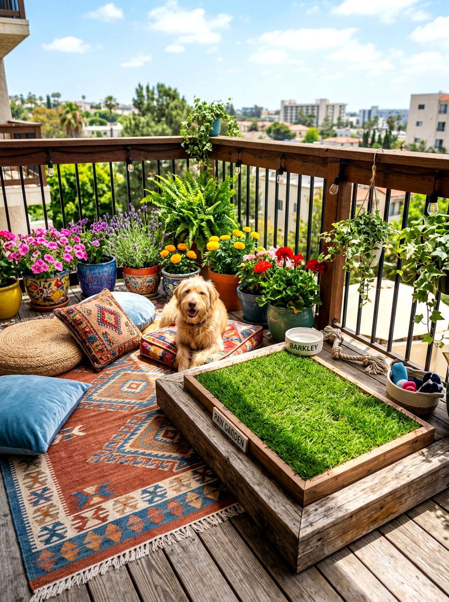 Outdoor pet grass tray - 30 balcony pet potty area ideas