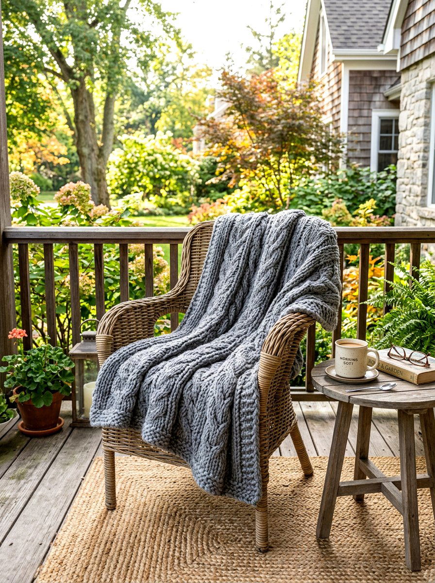 Outdoor porch blanket - 30 stoop decor ideas