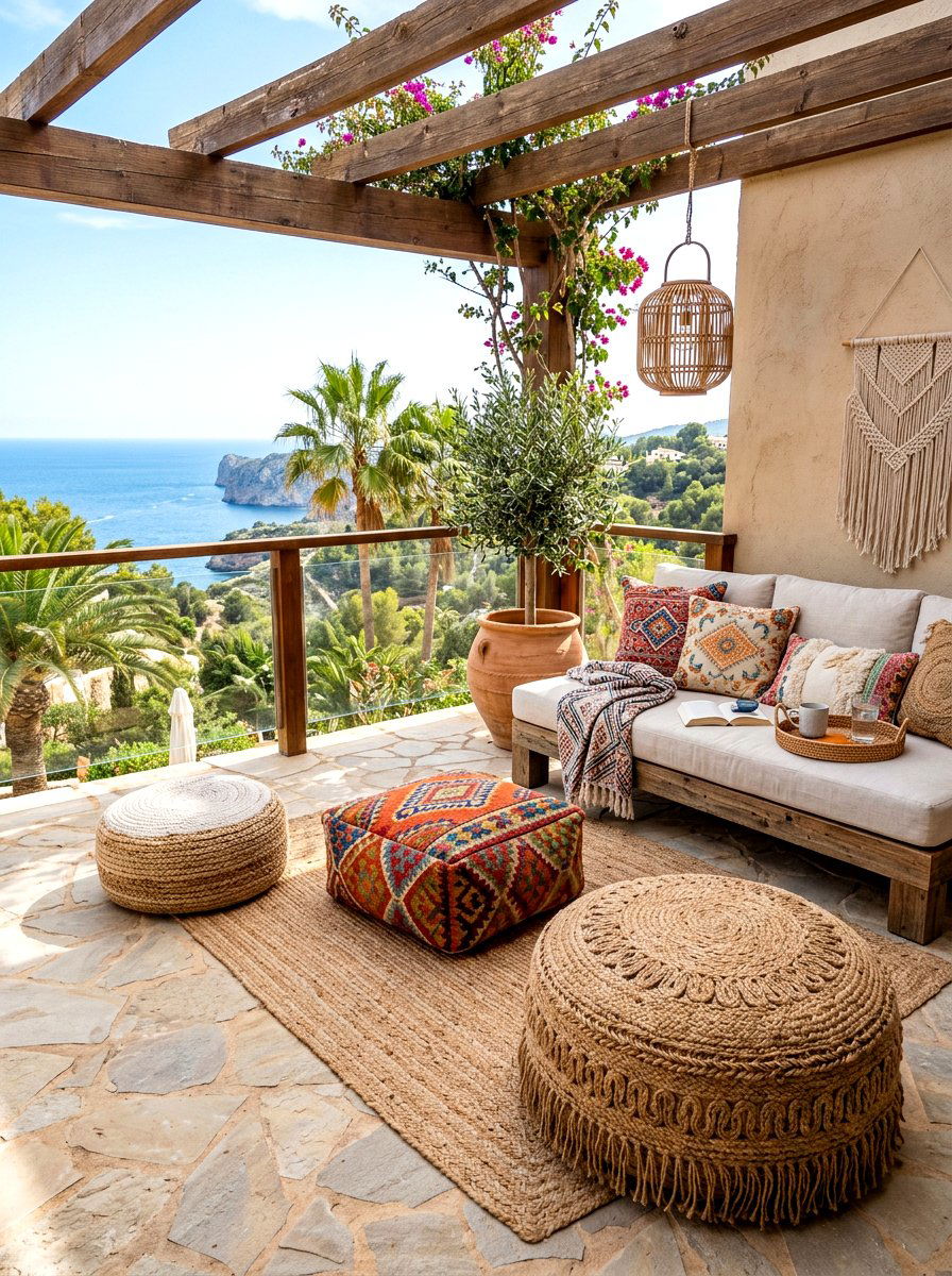 Outdoor pouf ottomans - 30 veranda furniture ideas