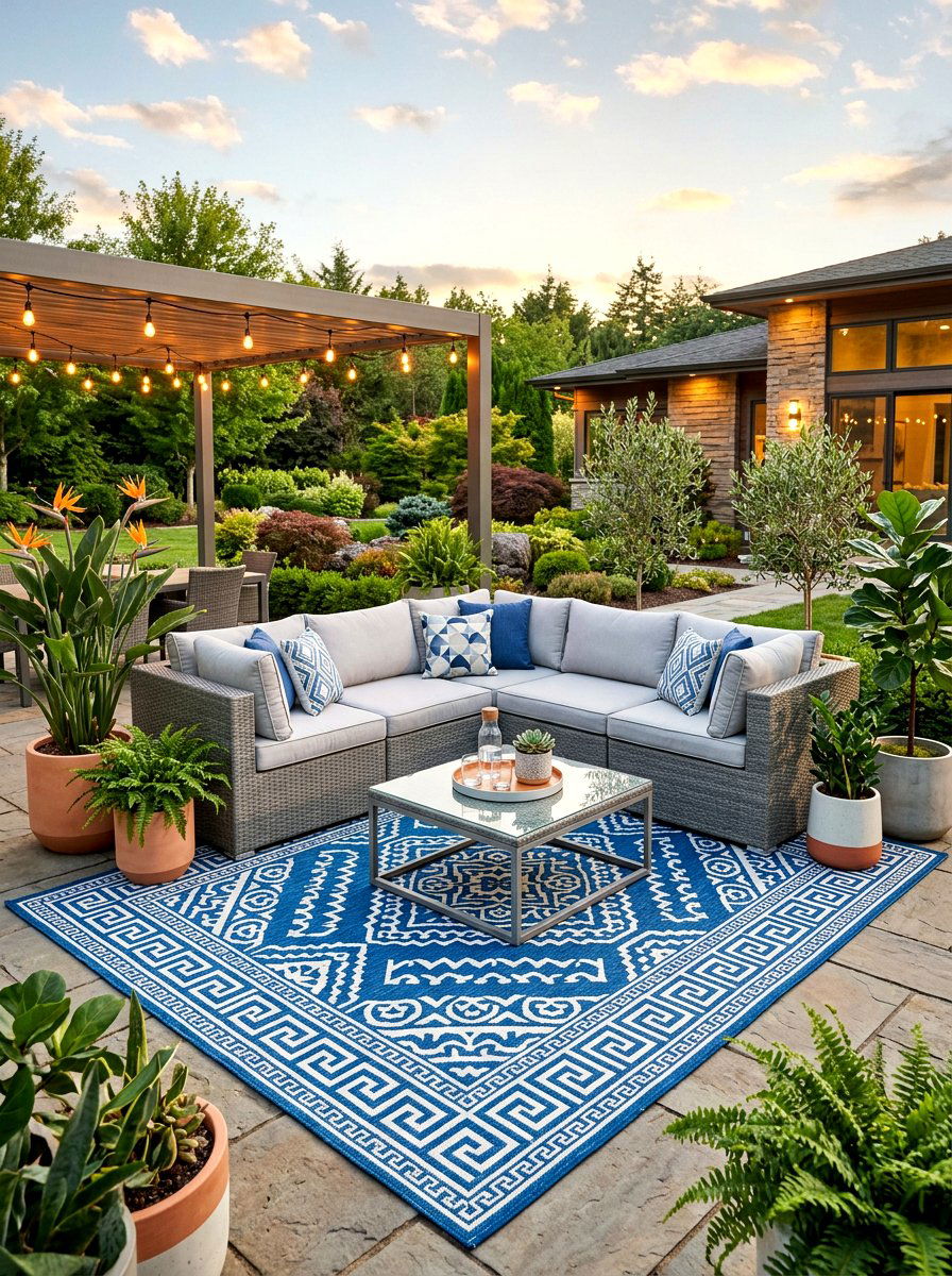 Outdoor rug area - 30 evening patio party ideas