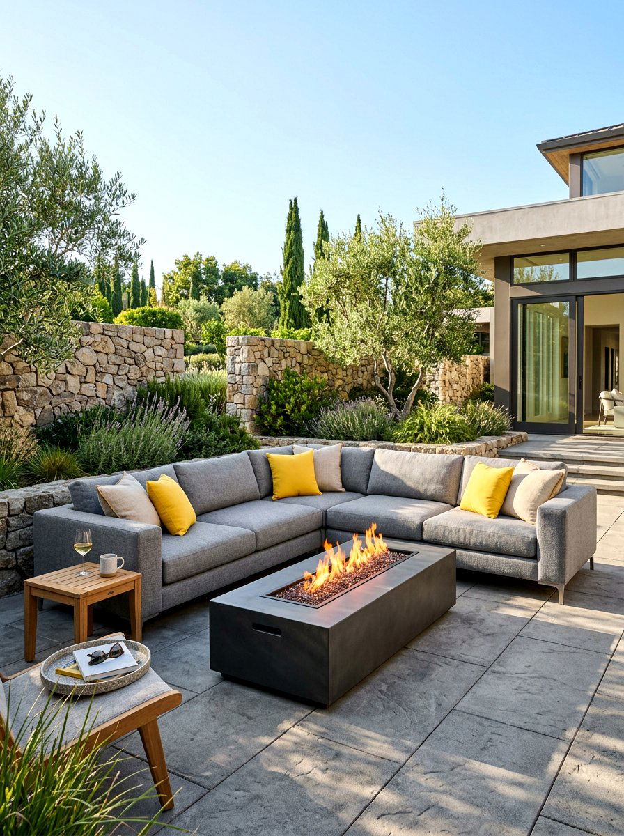 Outdoor sectional fire pit - 30 fire pit lounge ideas