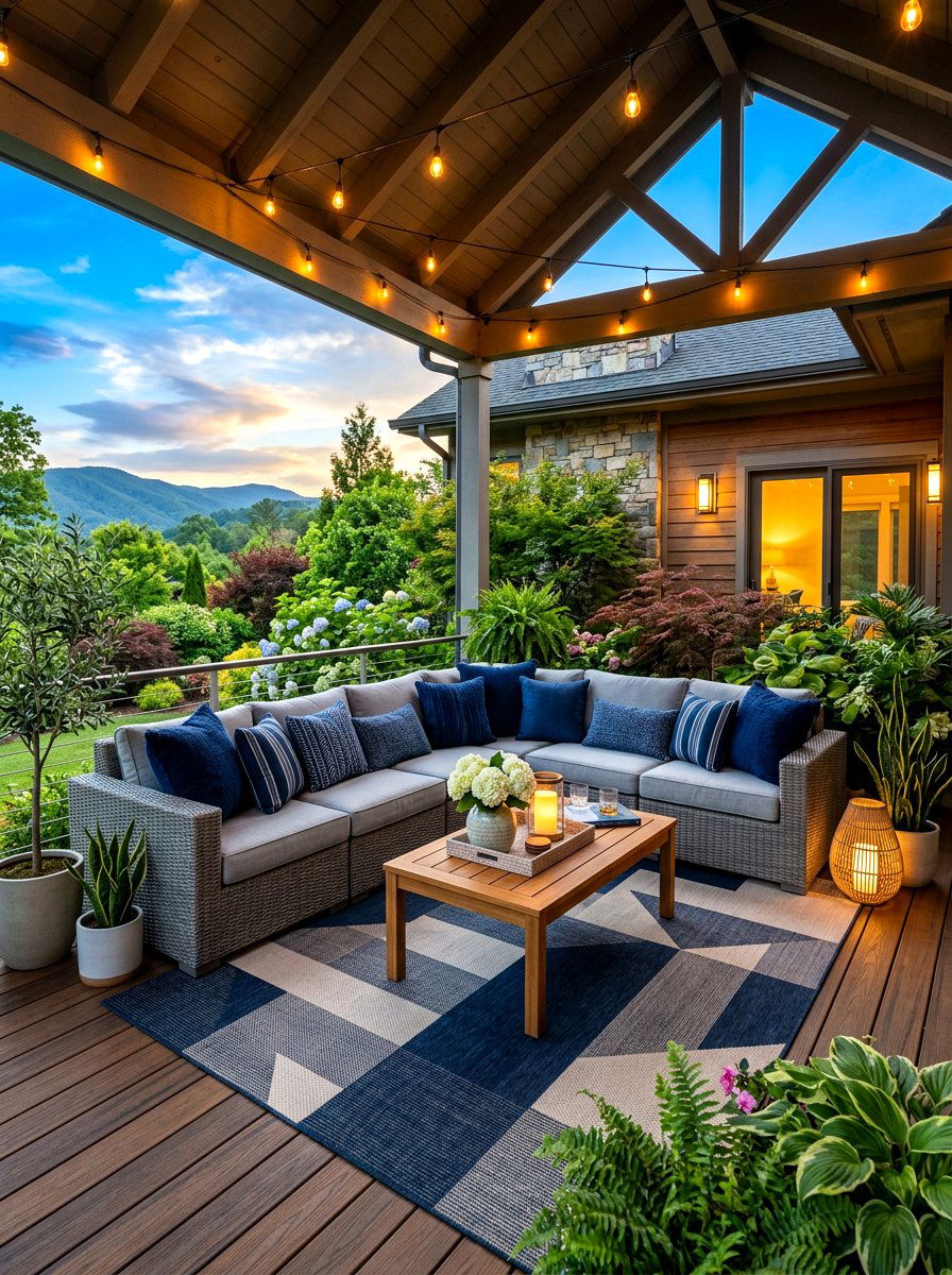 Outdoor sectional - 30 cozy evening porch ideas