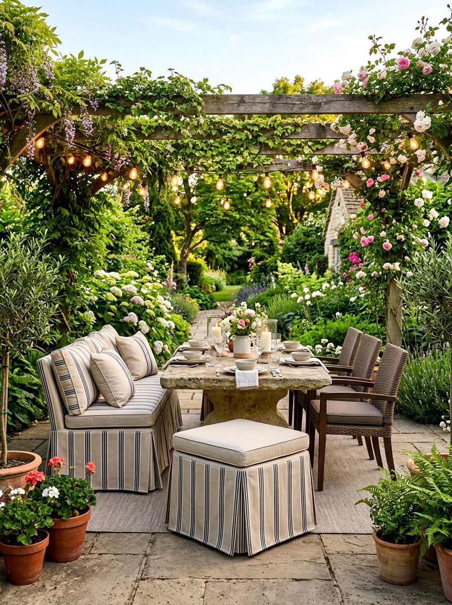 Outdoor skirted dining bench - 30 skirted dining bench ideas