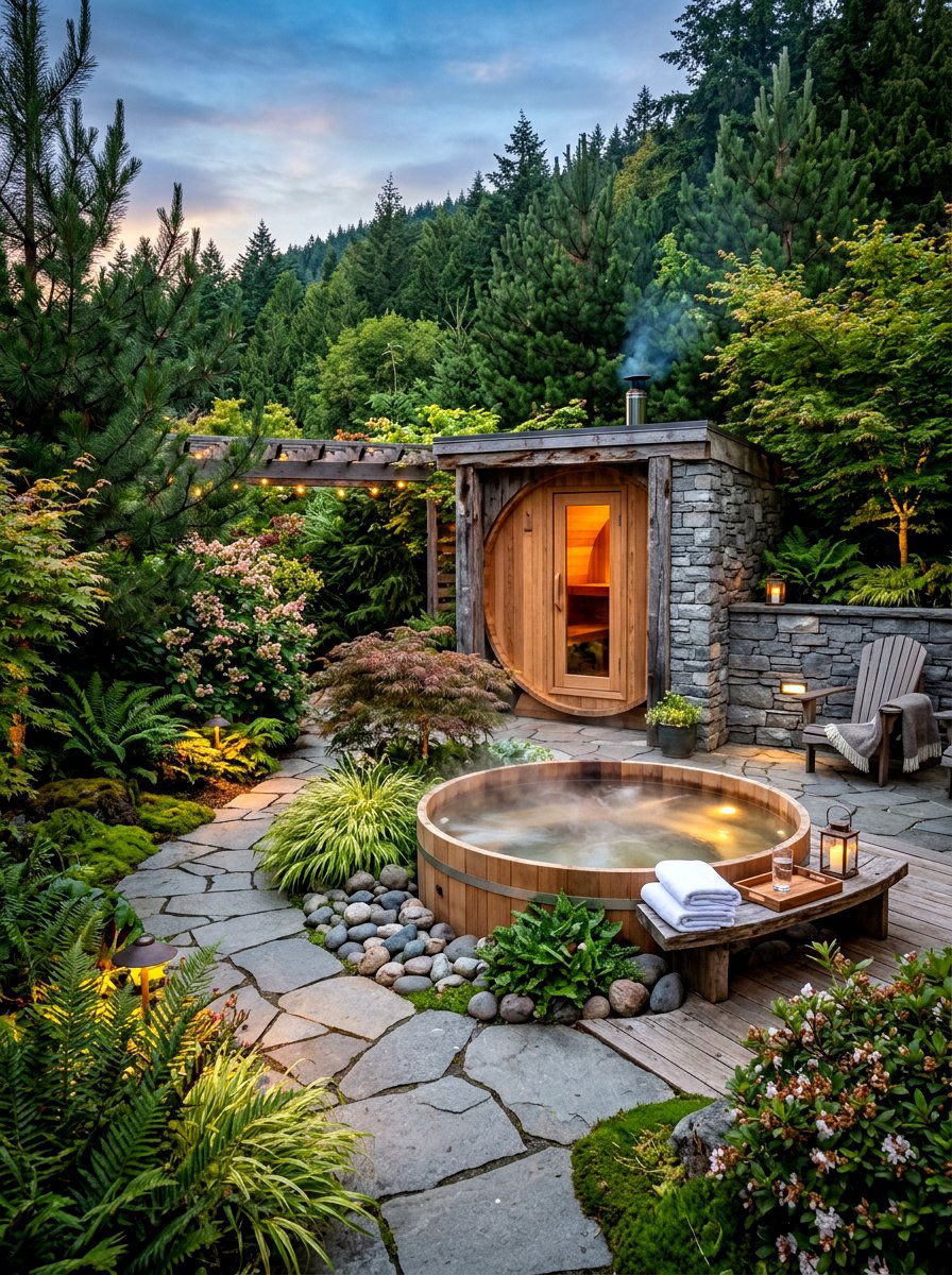 Outdoor spa retreat - 30 outdoor bath ideas