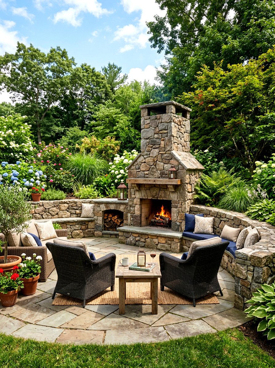 Outdoor stone fireplace - 30 stone fireplace ideas
