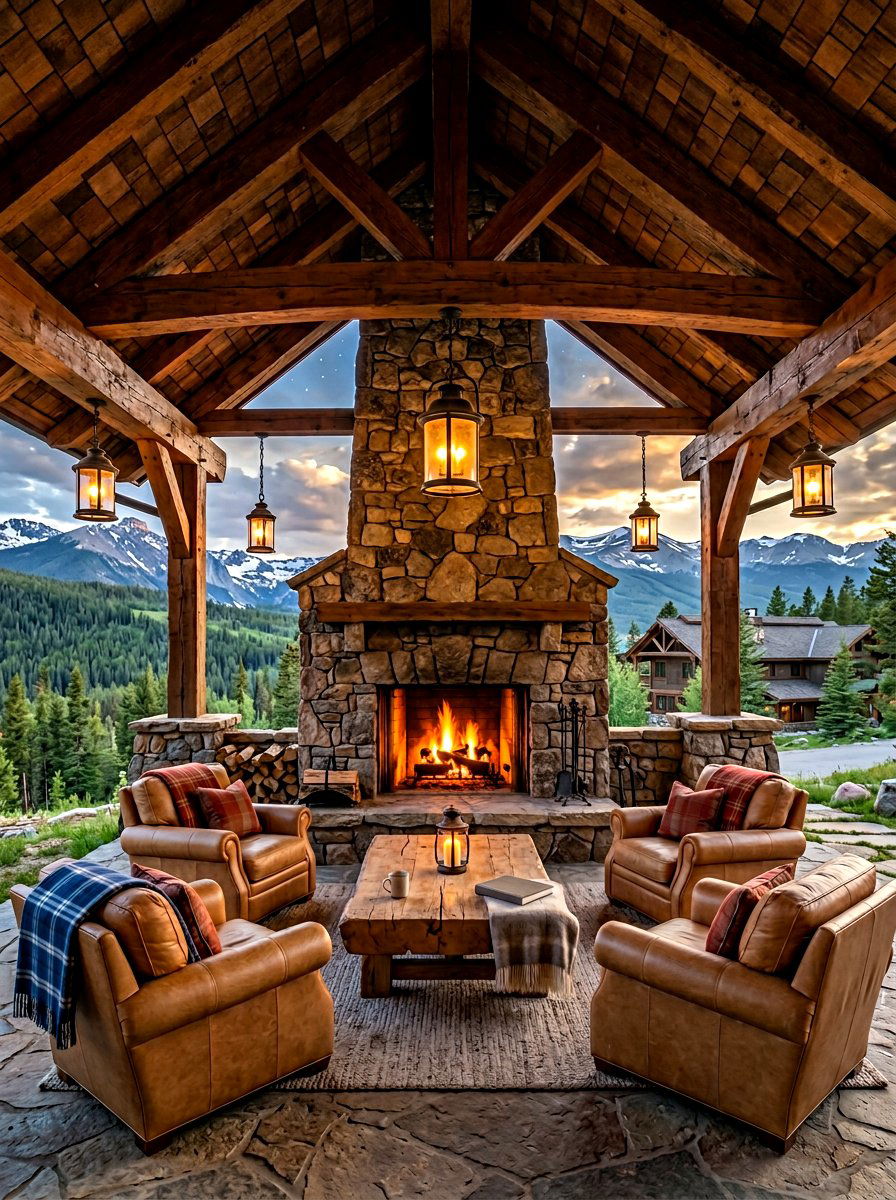 Outdoor stone fireplace pavilion - 30 pavilion fireplace ideas