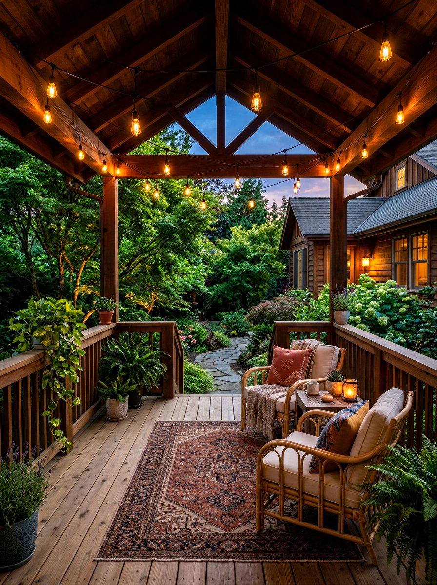 Outdoor string lights - 30 cozy evening porch ideas