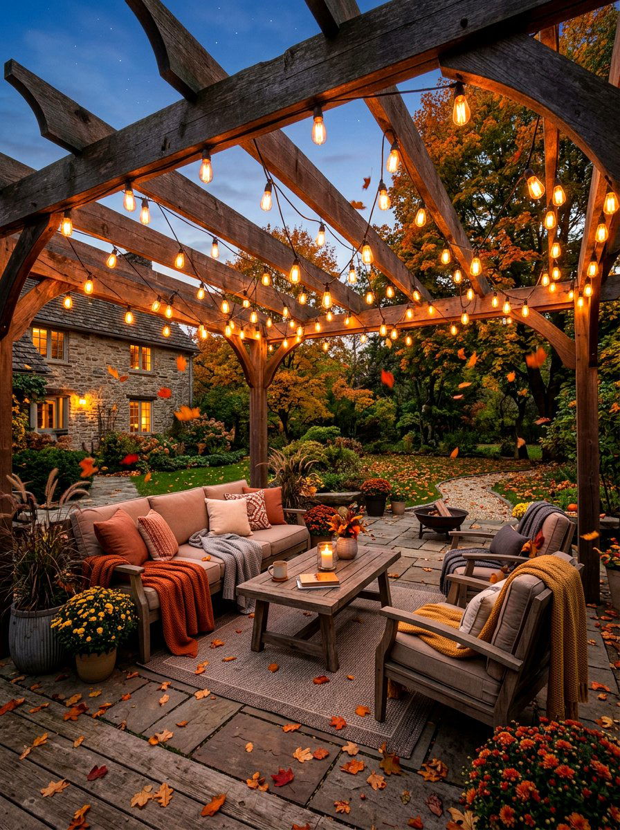 Outdoor string lights - 30 fall garden ideas
